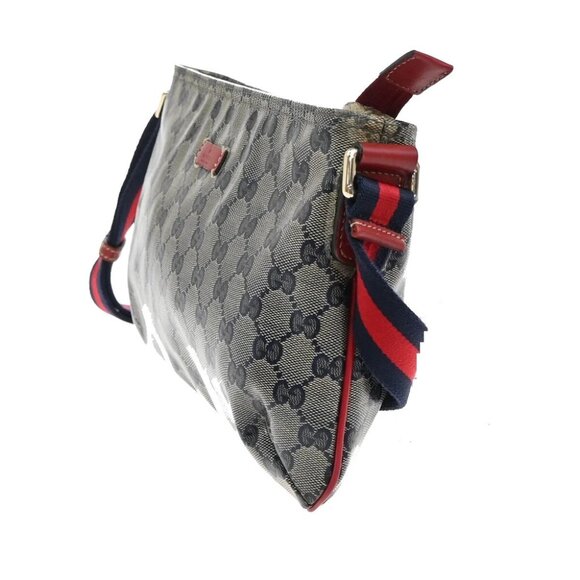 GUCCI GG Pattern Crystal Shoulder Bag Coating Canvas Leather Blue Red 88EE439 - Picture 12 of 16